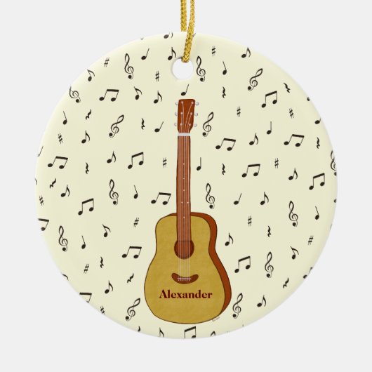 Vrolijke feestelijke gitarist Music Note Design Keramisch Ornament (Voorkant)