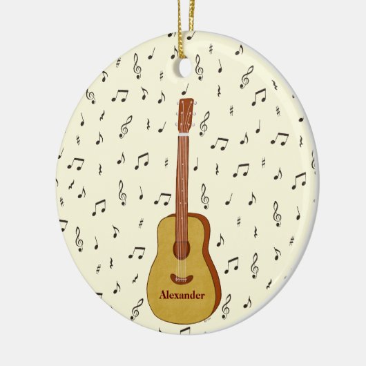 Vrolijke feestelijke gitarist Music Note Design Keramisch Ornament (Links)