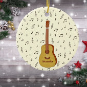 Vrolijke feestelijke gitarist Music Note Design Keramisch Ornament
