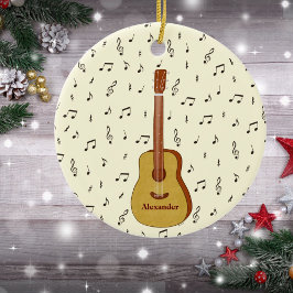 Vrolijke feestelijke gitarist Music Note Design Keramisch Ornament
