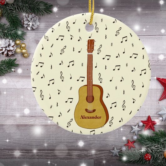Vrolijke feestelijke gitarist Music Note Design Keramisch Ornament