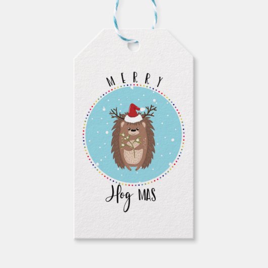 vrolijke feestelijke kerst met een grap cadeaulabel (Voorkant)