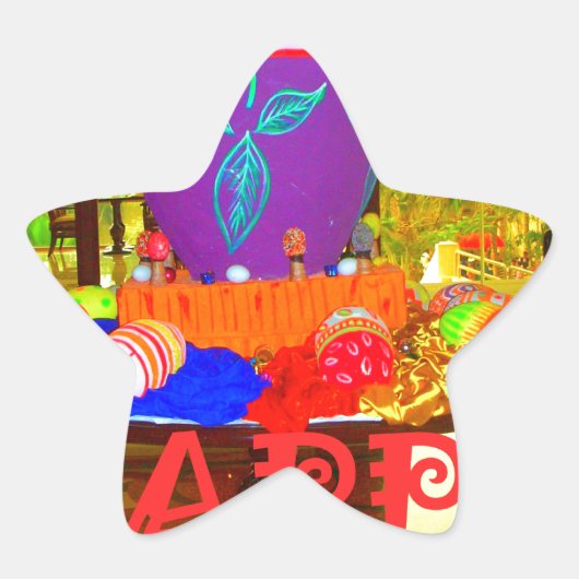 Vrolijke Feestelijke Lente Pasen Kleurrijke Eieren Ster Sticker (Voorkant)