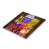 Vrolijke Feestelijke Lente Pasen Kleurrijke Eieren Tegeltje (Zijkant)