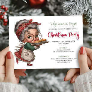 Vrolijke feestelijke vrouw grappig kerstfeest kaart