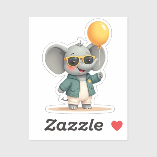 Vrolijke Feestolifant | Schattigee celebration pal Sticker (Vel)