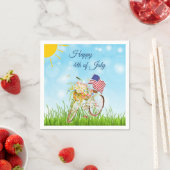 Vrolijke fiets van 4 juli met vlag servet (Insitu)