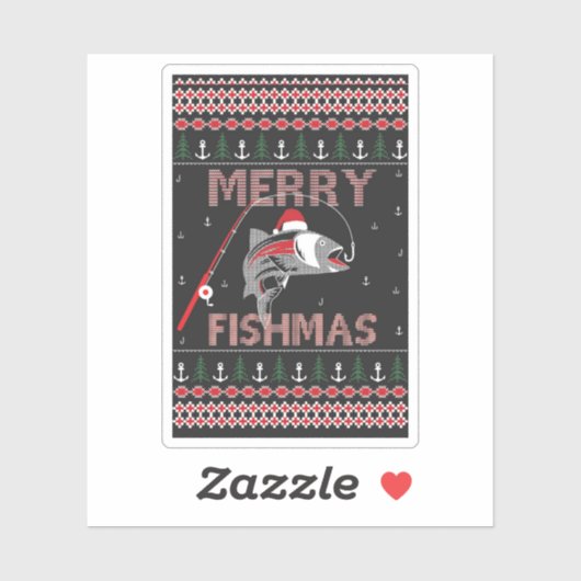 Vrolijke Fishmas voor Kerstmis Sticker (Vel)