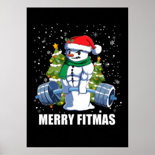 Vrolijke Fitmas, Grappige Kerstmis Sneeuwman Gym O Poster