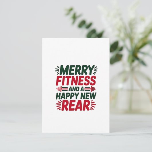 Vrolijke Fitness en Happy New Rear Fitness Kerstmi Kaart (Staand voorkant)