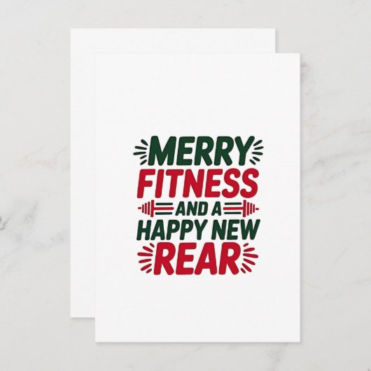 Vrolijke Fitness en Happy New Rear Fitness Kerstmi Kaart (Voorkant / Achterkant)