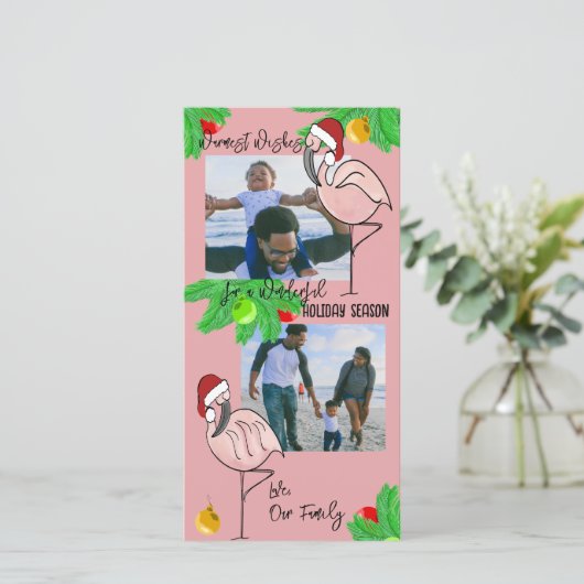 Vrolijke Flamingo's/ Foto wenskaart Feestdagenkaart (Staand voorkant)