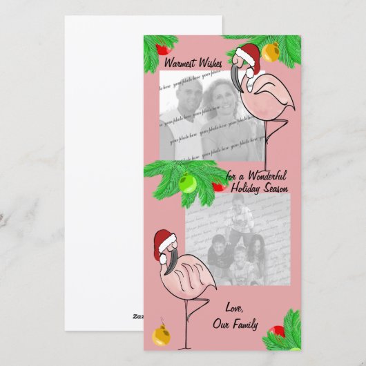 Vrolijke Flamingo's/ Fotokaart voor groeten Feestdagenkaart (Voorkant / Achterkant)