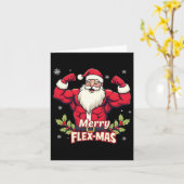 Vrolijke Flex-mas Spieren voor Kerstmis Santa Fitn Kaart (Gele Bloem)