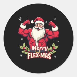 Vrolijke Flex-mas Spieren voor Kerstmis Santa Fitn Ronde Sticker