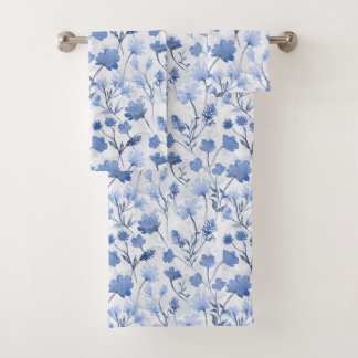 Vrolijke Flora Badhanddoekenset - Indigo Bad Handdoek