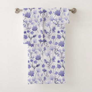 Vrolijke Flora Badhanddoekenset - Lila Bad Handdoek
