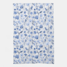 Vrolijke Flora Keukendoek - Indigo