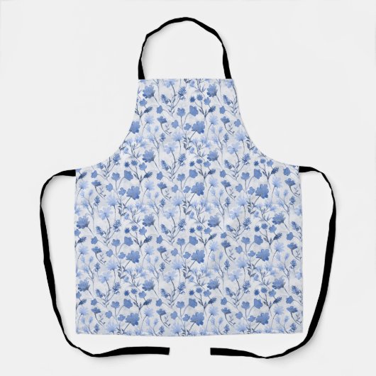 Vrolijke Flora Schort - Indigo (Voorkant)