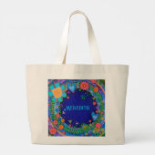Vrolijke Floral Blue Inspirivity Canvas tas (Achterkant)