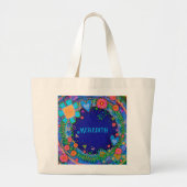 Vrolijke Floral Blue Inspirivity Canvas tas (Voorkant)