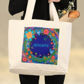 Vrolijke Floral Blue Inspirivity Canvas tas