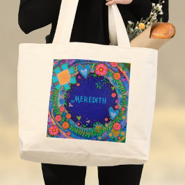 Vrolijke Floral Blue Inspirivity Canvas tas