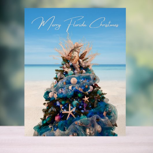 Vrolijke Florida Kerst Tropical Beach HolidayTree Acryl Bord (Neutraal)