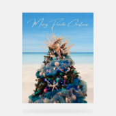Vrolijke Florida Kerst Tropical Beach HolidayTree Acryl Bord (Voorkant)