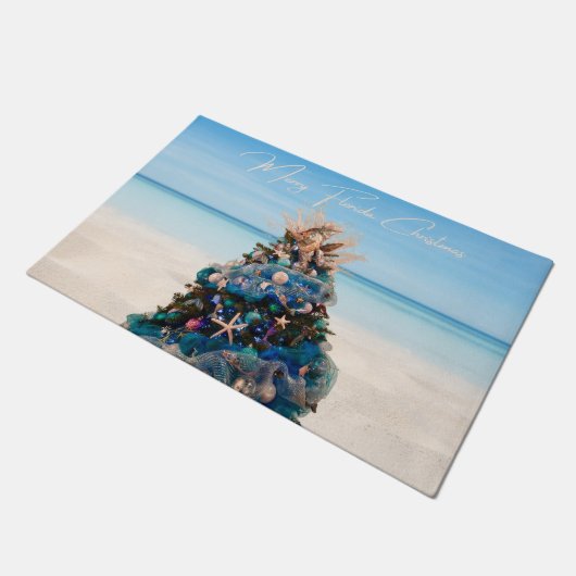 Vrolijke Florida Kerst Tropical Beach HolidayTree Deurmat (Schuin)
