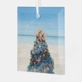 Vrolijke Florida Kerst Tropical Beach HolidayTree Glas Ornament (Voorkant links)