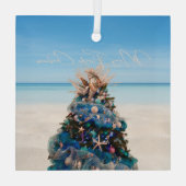 Vrolijke Florida Kerst Tropical Beach HolidayTree Glas Ornament (Achterkant)