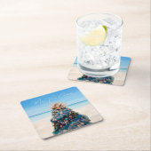 Vrolijke Florida Kerst Tropical Beach HolidayTree Kartonnen Onderzetters (Insitu)