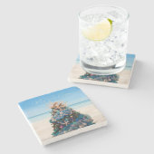 Vrolijke Florida Kerst Tropical Beach HolidayTree Stenen Onderzetter (Zijkant)