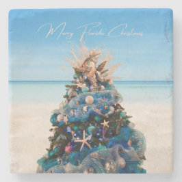 Vrolijke Florida Kerst Tropical Beach HolidayTree Stenen Onderzetter