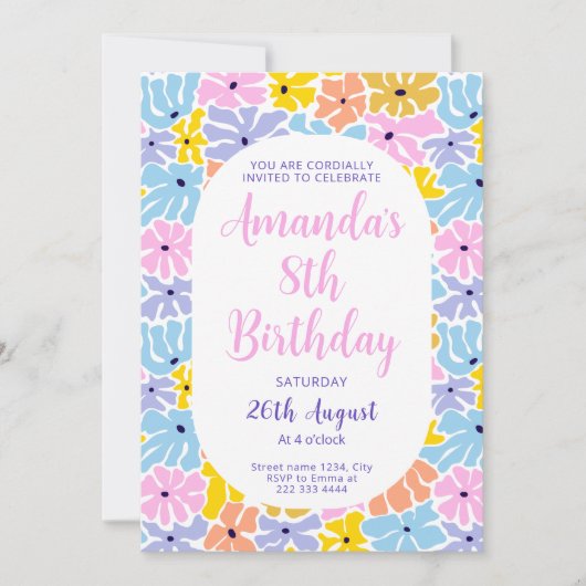 Vrolijke Flower Fiesta Verjaardag Kaart (Voorkant)