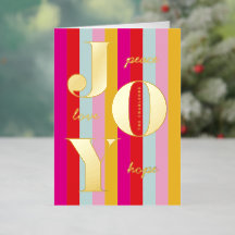 Vrolijke Folie Gestreepte Kerst Kaarten