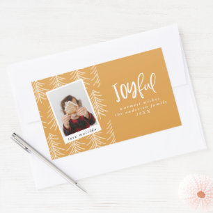 Vrolijke foto en kerstboom vakantie gunst rechthoekige sticker