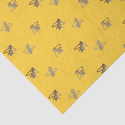 Vrolijke Franse honingbijen op Provençaalse geel Tissuepapier (Detail)