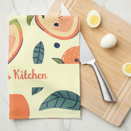 Vrolijke Fruit Karakters in Waterverf Theedoek (Quarter Fold)