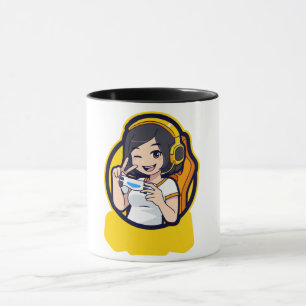 Vrolijke Gamer Girl Cartoon Coffee Mok