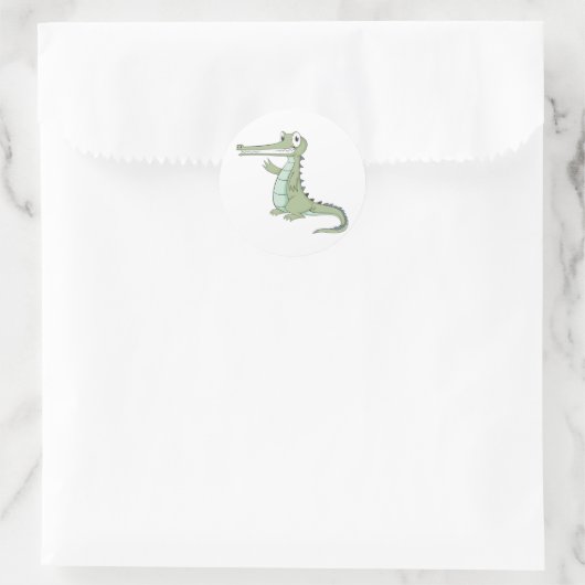 Vrolijke gaviale krokodil ronde sticker (Tas)