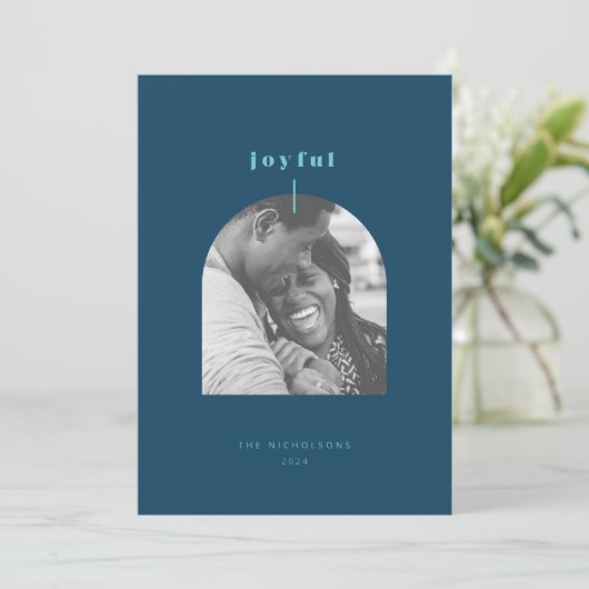 Vrolijke Gebogen Foto Vakantiekaart Feestdagenkaart (Staand voorkant)