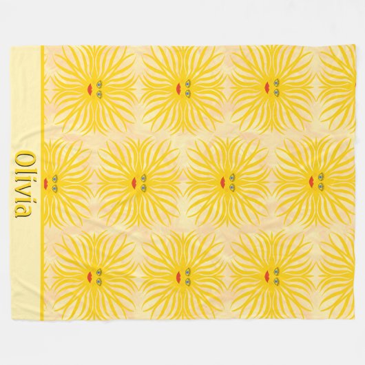 Vrolijke geel rode zon gezicht Kinder Patroon Fleece Deken (Voorkant (Horizontaal))