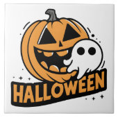 Vrolijke geest door een speelse pompoen tegeltje (Voorkant)