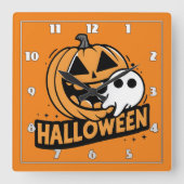 Vrolijke geest door een speelse pompoen vierkante klok (Voorkant)