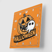 Vrolijke geest door een speelse pompoen vierkante klok (Hoek)