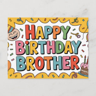 Vrolijke "GEFELICITEERD MET JE VERJAARDAG BROER" G Briefkaart