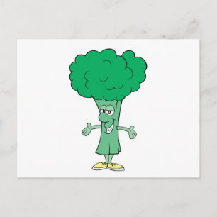 vrolijke gekke broccoli cartoon briefkaart