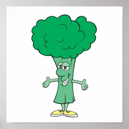 vrolijke gekke broccoli cartoon poster (Voorkant)